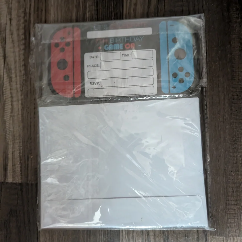 🦋 New 7th Birthday Gaming Console Invitation Cards 30 Count